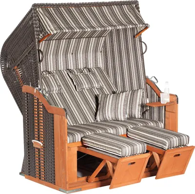 Produktbild von Müsing Strandkorb Sunny Smart Rustikal 250 XL Plus anthrazit, gestreift, anthrazit Kunststoff, Holz, 9-teilig