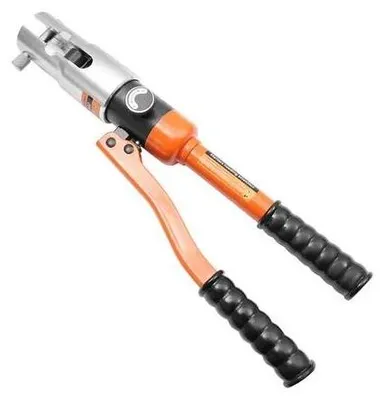 Image de Outil de sertissage hydraulique manuel - Pince à sertir - CW-1632 - Force de sertissage 10 t - 5 mâchoires en V V12/V15/V18/V22/V28 - Course 20 mm - Orange