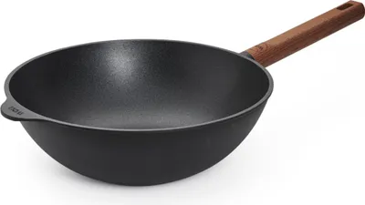 Produktbild von Woll Eco Logic QXR Guss-Wok: fester Holzgriff, Ø 28 cm, 10cm hoch, Alle Herdarten inkl. Induktion