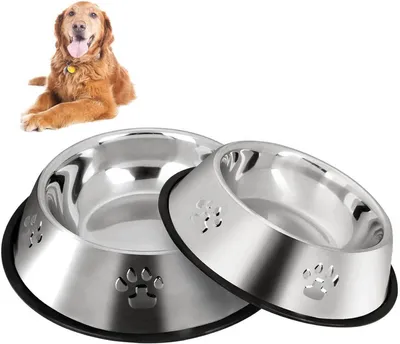 Produktbild von 2 Stück Edelstahl Hundenapf, rutschfeste Hundenäpfe/Futternapf,Hundenapf Mittelgroße Hunde (M-22cm/8.6")