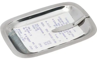 Produktbild von Zahlteller aus Edelstahl, 150 x 110 mm (BxT)