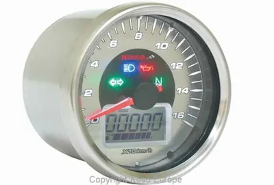 Obrázok produktu pre Rýchlomer Koso D64-S LCD GP Style okrúhly univerzálny chrómovaný
