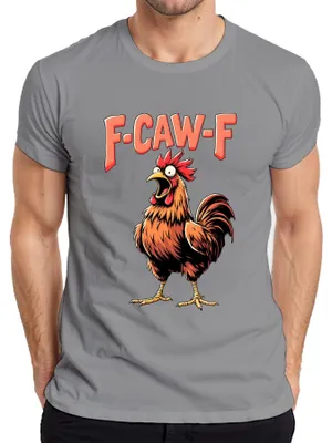 Produktbild von F CAW-F Lustiger Hahn Cartoon Bauernhof Geschenk Vintage Humor Herren T-Shirt, Grau, XXL