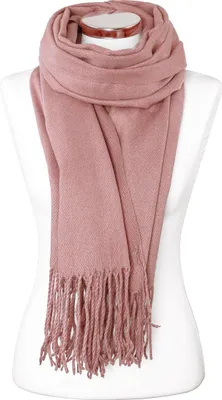 Produktbild von Strickschal mit Fransen einfarbig lang XXL Wollschal Oversized Winterschal Neverless®