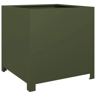 Produktbild von vidaXL Pflanzkübel Olivgrün 50x50x50 Stahl