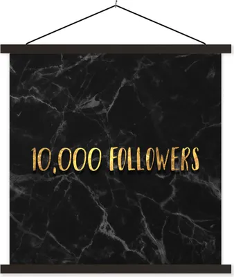 Produktbild von MuchoWow® Textilposter Soziale Medien - Instagram - Gold - Marmor 60x60 cm mit schwarzem Rahmen - Posteraufhänger