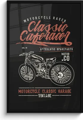 Produktbild von MuchoWow® MuchoWow® Gerahmtes Poster Mancave - Motor - Schwarz - Vintage 60x90 cm - Poster mit zchwarzem Bilderrahmen - Kunst