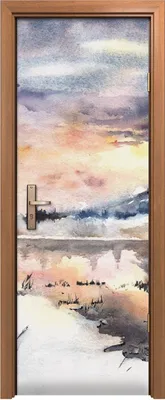 Produktbild von Türposter 70x200 cm Türaufkleber Türtapete Türfolie Klebefolie Winter Landschaft Berge See Schnee