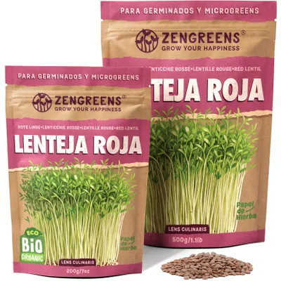 Imagen del producto de ZenGreens® Semillas Eco para Germinar Lenteja Roja 500 g – Brotes y Microgreens
