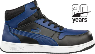 Produktbild von Puma Sicherheitsschuh Frontcourt Blue/Black Mid nach EN ISO 20345:2011 S3 ESD FO HRO SR schwarz  Größe 45