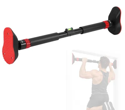 Immagine prodotto di Barra per trazioni per porta - Regolabile 74-97 cm - Senza viti - Antiscivolo - Nero