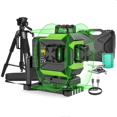 Immagine prodotto di Livella laser a linea 4D - Livella laser a bolla - Livella laser a croce - 4 linee a 360 gradi - Autolivellante - Con treppiede
