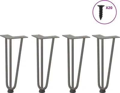 Obrázok produktu pre Nohy do vlasov pre konferenčný stolík 4 ks, prírodná oceľ, 30 cm, masívna oceľ