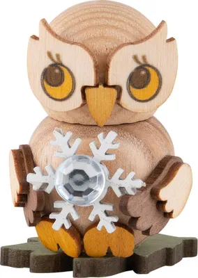 Produktbild von Eulenkind mit Schneekristall (4cm) von Drechslerei Kuhnert