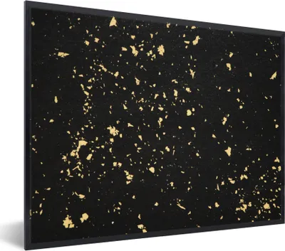 Produktbild von MuchoWow® Gerahmtes Poster Goldene Flocken auf schwarzem Hintergrund 40x30 cm - Poster mit Schwarzem Bilderrahmen Wandposter Rahmen Foto Bilder - Kunstposter - Wanddekorationen