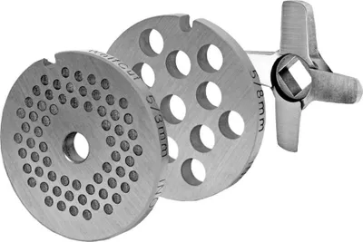 Produktbild von Lochscheibensatz für alle Fleischwolf Größen 5/3,0mm + 8,0mm und 1 Kreuzmesser - kompatibel für Fleischwolf Jupiter - Bosch - Alexanderwerk von WolfCut
