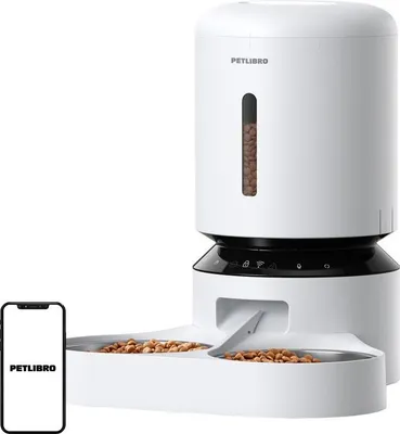 Zdjęcie produktu dla Dozownik Karmy Petlibro Granary Z Podwójną Miską, Wifi, 5L(Biały)