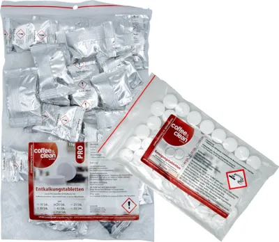 Produktbild von 20 Entkalkungstabletten+ 50 Reinigungstabletten Kaffeevollautomaten-Pflegeset