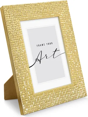 Produktbild von KNOR Bilderrahmen 18x24 Gold, Bilderrahmen, Fotorahmen, bruchsicheres Acrylglas, Picture Frame, zum Aufhängen & Aufstellen, Kunststoffrahmen, Wand und Tischaufstellung, aus Recyceltemem, breiter