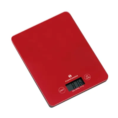 Zdjęcie produktu dla Zassenhaus Balance, Elektroniczna waga kuchenna, 5 kg, 1 g, Czerwony, Szkło, Blat