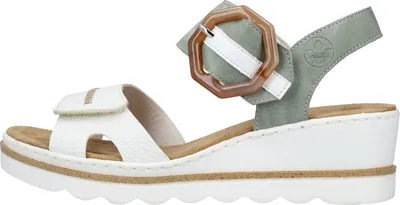 Produktbild von Rieker Damen Sandale Sandalette Schnalle Plateau Keilabsatz 67476, Größe:41 EU, Farbe:Weiß