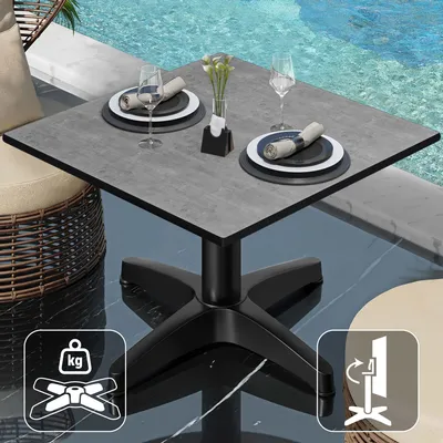 Produktbild von CPBL | Compact Loungetisch | B:T:H 60 x 60 x 42 cm | Beton / Aluminium Schwarz | Klappbar | Zusatzgewicht | Bistro Loungetisch Gastro Tisch