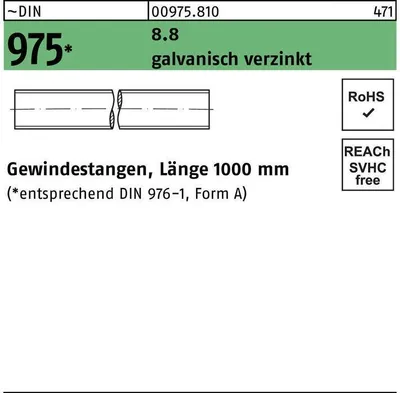 Produktbild von Reyher DIN 975 8.8 M 6 galv. verzinkt gal Zn S