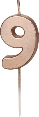 Image de Bougie d'anniversaire numéro 9 Bougie numéro 4,5cm or rose