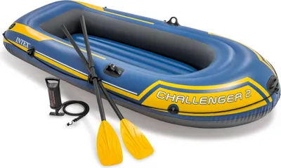 Produktbild von Intex Boot Schlauchboot Angelboot Ruderboot Challenger für 2 Personen, Set mit Paddel und Luftpumpe ,236x114x41cm Maximale Tragfähigkeit: 200 kg