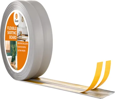 Produktbild von QUEST Weichsockelleiste Selbstklebend 15x15mm, 25m, Knickleiste, Abschlussleiste für Küche, Badezimmer, Dekorativ, UV-beständig, grau