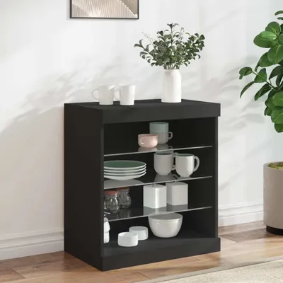 Produktbild von vidaXL Sideboard mit LED-Leuchten Schwarz 60,5x37x67 cm