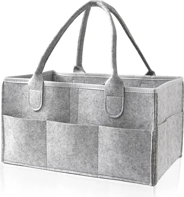 Produktbild von Wickeltasche tragbar mit austauschbaren Fächern und Wickelkommode - hellgrau