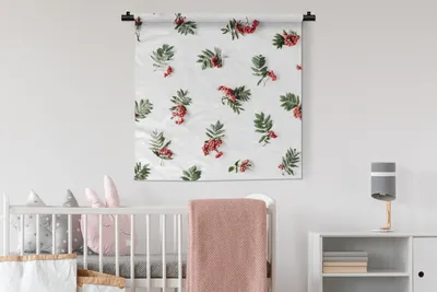 Produktbild von MuchoWow® Wandteppich Wandbehang Winter - Weiß - Mistelzweig 90x90 cm Tapisserie Dekoration Wandtuch - Wandaufhänger