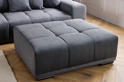 Produktbild von riess-ambiente Moderner Hocker ELEGANCIA 110cm anthrazit Cord Fußhocker Sitzhocker
