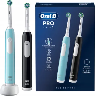 Produktbild von Oral-B | Elektrische Zahnbürsten - Pro Series 1 Duo - Schwarz und Blau - Effektive Reinigung - 3 Reinigungsmodi