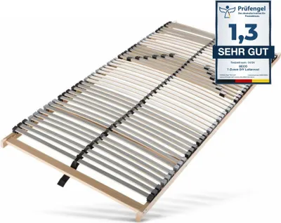 Produktbild von Lattenrost 140x200, 7 Zonen, 42 punktelastische Federholzleisten, Lattenrahmen aus Buchenholz, Hergestellt in Deutschland, Traglast 150kg