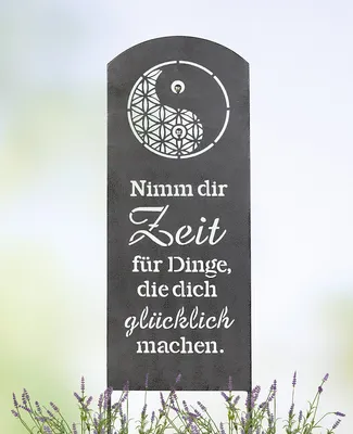 Produktbild von Gilde Gartenstecker, "Yin Yang", Spruch, Yin & Yang-Motiv, Metall, grau, VE 2, L. 3 cm, B. 35 cm, H. 111 cm 67332 4063387673324