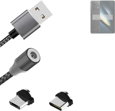 Produktbild von K-S-Trade Hochwertiges Magnet-Lade-kabel Sync-Kabel Daten-Kabel für POCO F6 Pro mit USB-Typ-C-Anschluss und Micro-USB-Anschluss 2A bis zu 480mbps