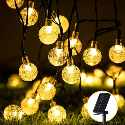 Zdjęcie produktu dla HXWEIYE Lampy solarne 50 kul LED, 8 trybów, wodoodporne - ciepła biel