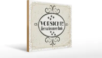 Produktbild von Holzschild Hinweis Hier wachen unsere Hunde, 40x30 cm, Holzschilder Tiere Achtung