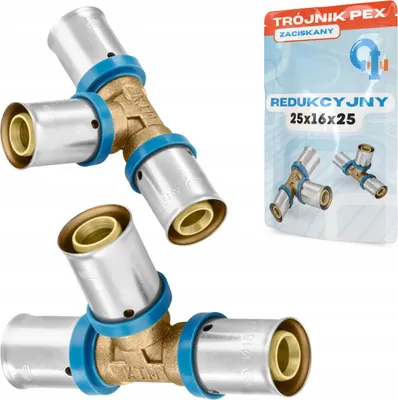 Obrázek produktu pro PEX T-kus 25x16x25 Redukce upnutá lisovaným konektorem Alupex
