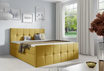 Obrázek produktu pro Manželská postel CHLOE - 200x200, žlutá + topper