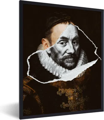 Produktbild von MuchoWow® Gerahmtes Poster Wilhelm von Oranien -Adriaen Thomasz - Schwarz und Weiß 30x40 cm - Poster mit Schwarzem Bilderrahmen Wandposter Rahmen Foto Bilder - Wanddeko - Kunstdrucke