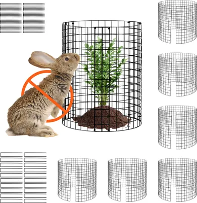 Obrázok produktu pre VEVOR 6-pack ochrana rastlín pred zvieratami, priemer 32 cm x výška 35 cm, ochrana rastlín z kuracieho drôtu, klietky na vonkajšie rastliny, kvety a zeleninu, chráni pred králikmi, sliepkami a veveričkami, 18-dielne kovové pletivo