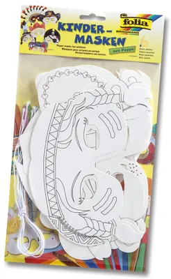 Zdjęcie produktu dla Folia 23219 Maska dziecięca - 6 sztuk w asortymencie, biała
