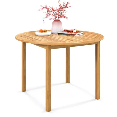 Produktbild von COSTWAY Gartentisch Holz, 100 cm runder Holztisch aus Akazienholz, Balkontisch wetterfest, Esstisch für Garten, Balkon, Terrasse