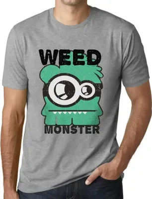 Produktbild von Herren Grafik T-Shirt Unkrautmonster – Weed Monster – Öko-Verantwortlich Vintage Jahrgang Kurzarm Lustige Druck Geburtstag Geschenk Mann