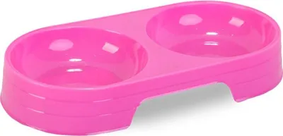 Produktbild von Doppelter rosa Hundenapf 200 ml aus sicherem Kunststoff