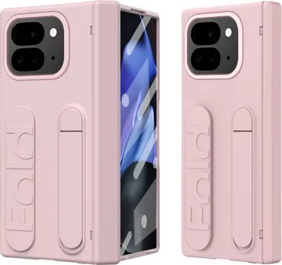 Image de Étui avec sangle pour Google Pixel 9 Pro Fold protection d'écran intégrée, support et protection de la charnière Rose