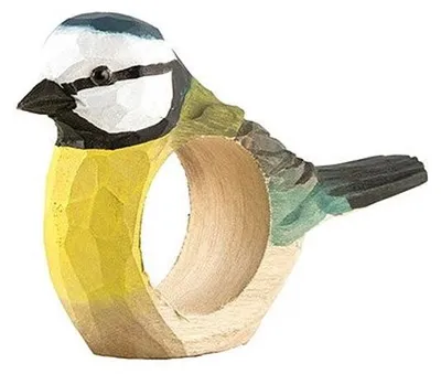Zdjęcie produktu dla Serwetnik "Wildlife Garden WG577" - Błękitna sitówka. Ręcznie rzeźbiony serwetnik drewniany, idealny do dekoracji stołu